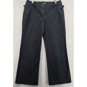 Ann Taylor LOFT Vtg Marisa Wide Leg Pants Sz 8P Black Textured Low Rise Flare